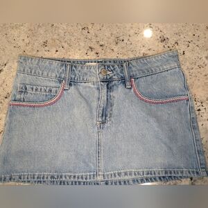 Hollister Denim Skort Light Wash Built In Shorts Pink Stitching W27